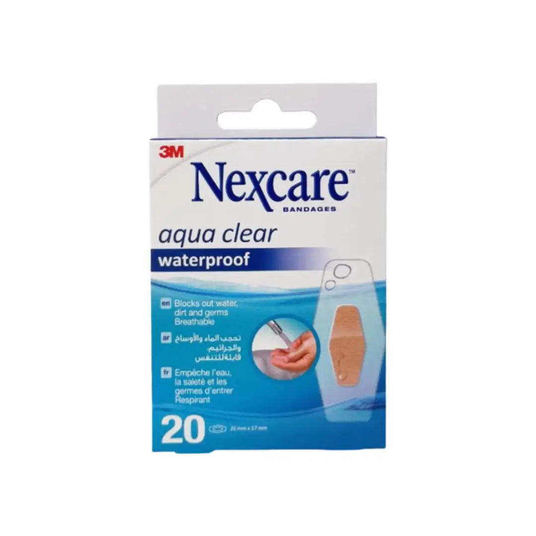 Box of 20 Nexcare waterproof bandages for first aid use