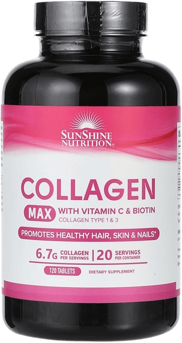 Sunshine Nutrition Collagen Max With Vitamin C And Biotin Supplement Tablets 120's