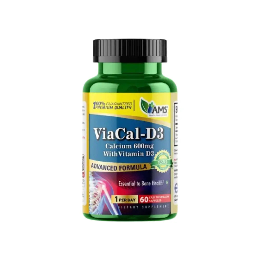 AMS ViaCal D3 Capsules 60s – Calcium & Vitamin D3 Supplement for Bone and Muscle Support