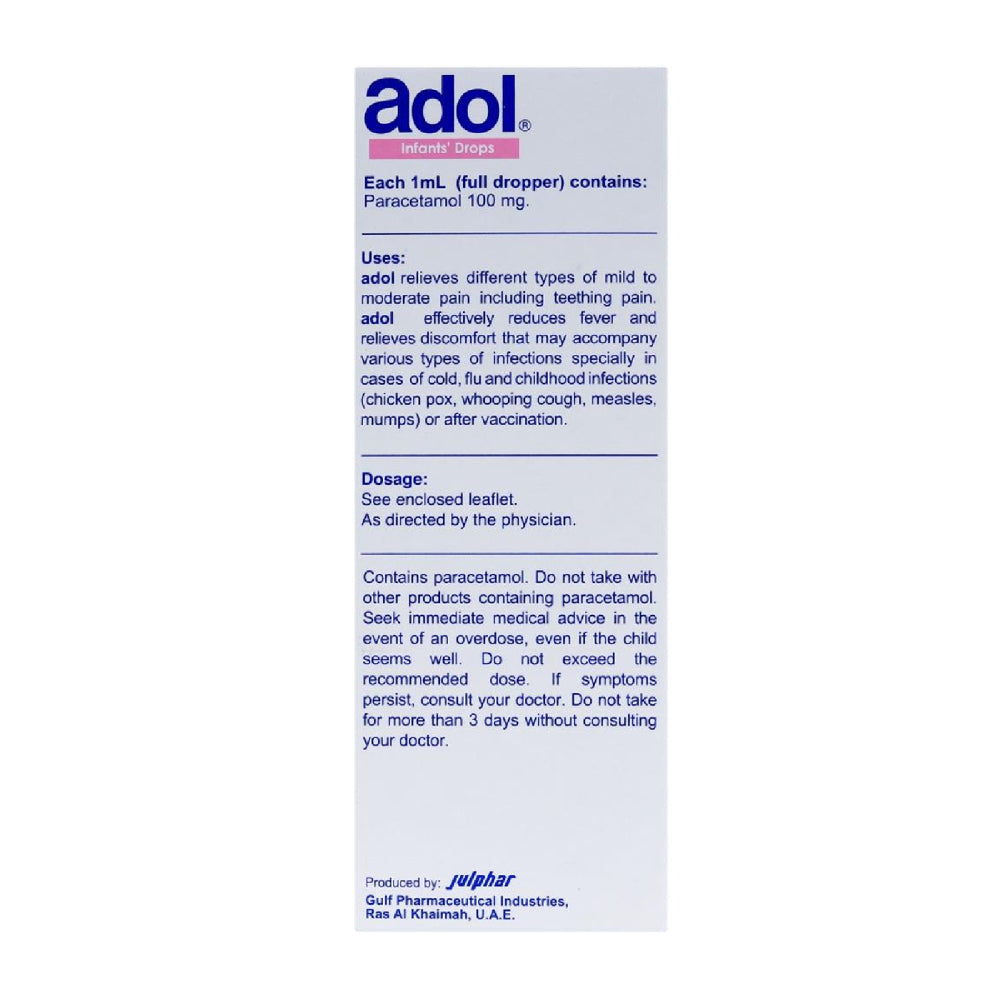 قطرات ADOL 100MG/ML للأطفال 15 مل