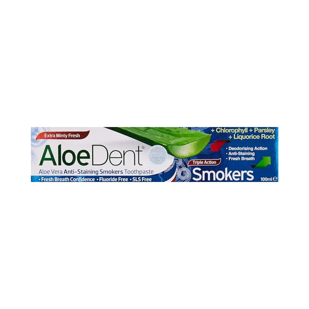aloe dent triple action AloeDent Triple Action Flouride Free Smokers T/P 100ML – Med7 Online