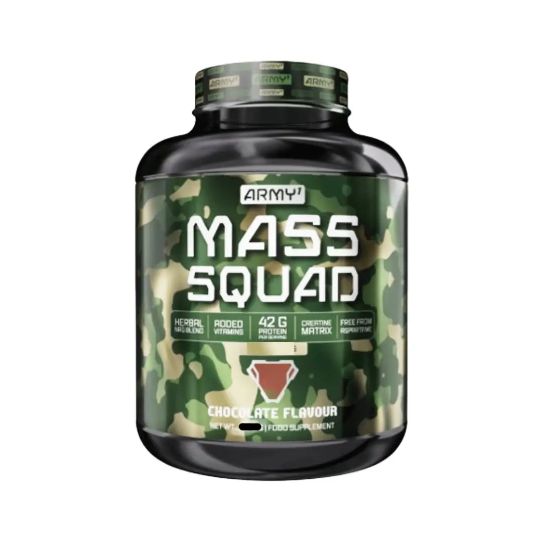 Army 1 Mass Squad Weight Gainer 4540g Chocolate Flavour - 30 Servings Nutrition Supplement