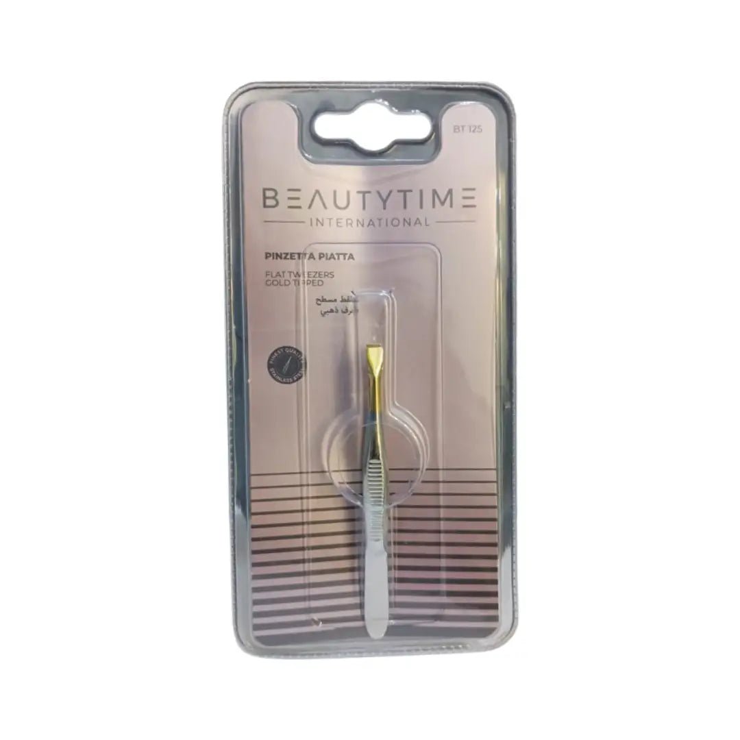 BEAUTYTIME Flat Tweezers Gold Tipped BT125