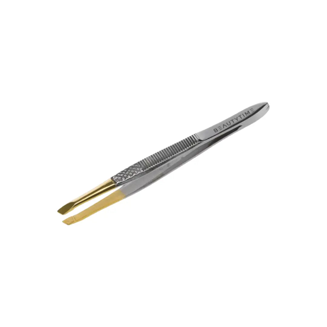Beautytime Slant Tweezers Gold Tipped BT126 stainless steel precision tweezers