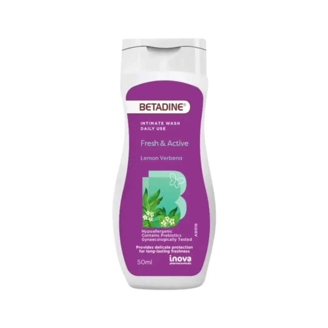 Betadine Intimate Wash Fresh & Active Lemon Verbena 50ml – Gentle Feminine Hygiene Cleanser