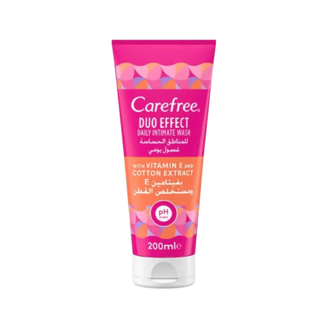 Carefree Duo Effect Daily Intimate Wash 200ml | Vitamin E & Cotton Extract Feminine Hygiene Cleanser