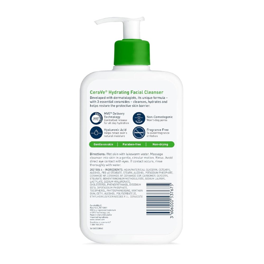 CeraVe Hydrating Cleanser For Normal To Dry Skin With Hyaluronic Acid And 3 Essential Ceramides