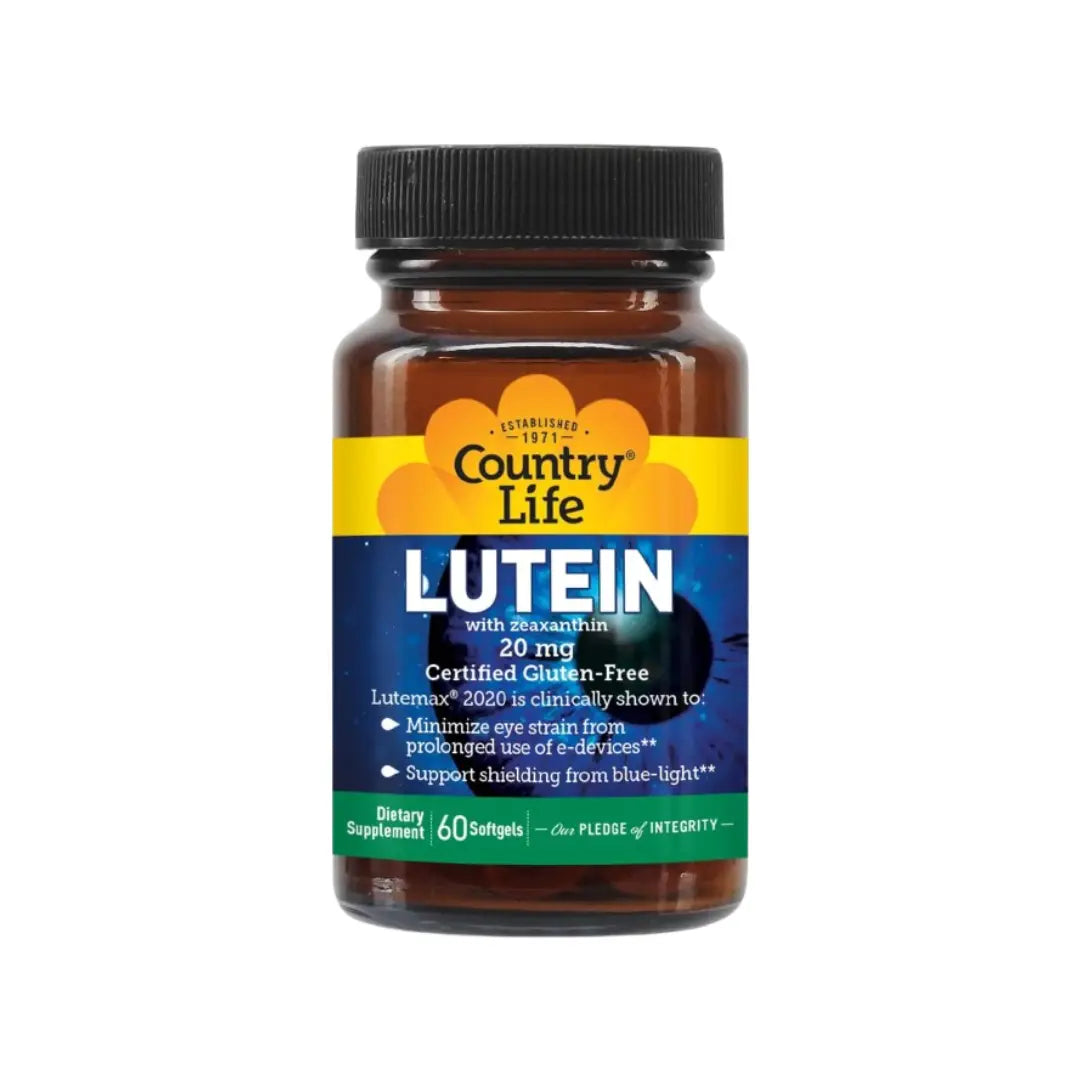 Country Life Lutein 20mg Softgels 60s | Lutein & Zeaxanthin Eye Health Support
