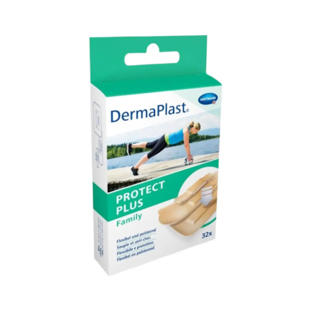 DermaPlast Protect Plus Family 32s (522860) | Waterproof Adhesive First Aid Plasters for Cuts & Wounds