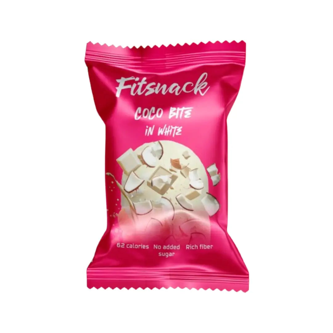 Fitsnack Coco Bite in White Chocolate 15g | Coconut Snack Bite