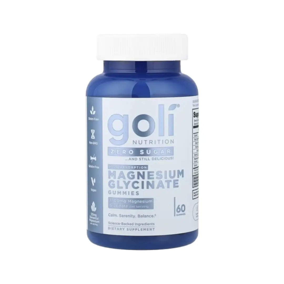 GOLI Magnesium Glycinate Gummies 60s Raspberry Flavored Vegan Magnesium Supplement