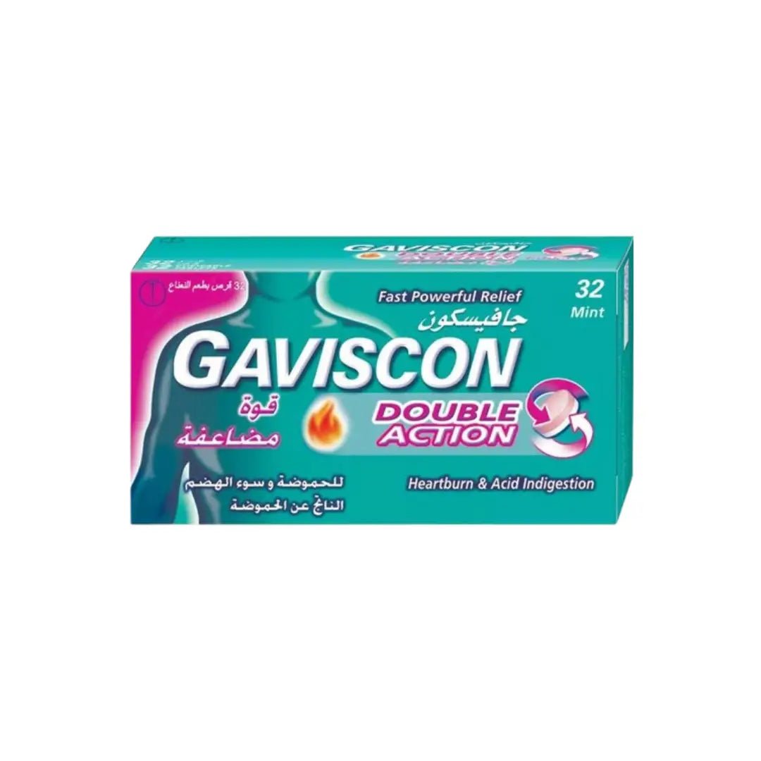 Gaviscon Double Action Mint Tablets 32s – Fast Relief for Heartburn and Acid Reflux