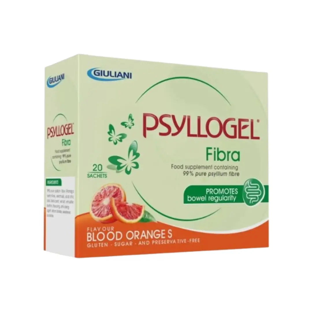 Giuliani Psyllogel Fibra Blood Orange Sachets 20s – Natural Psyllium Fiber Supplement for Digestive Regularity