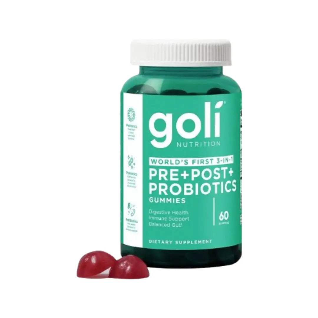 Goli Pre+ Post+ Probiotics Gummies 60s – Daily Digestive Health Support with Prebiotics, Postbiotics & Probiotics for Gut Balance