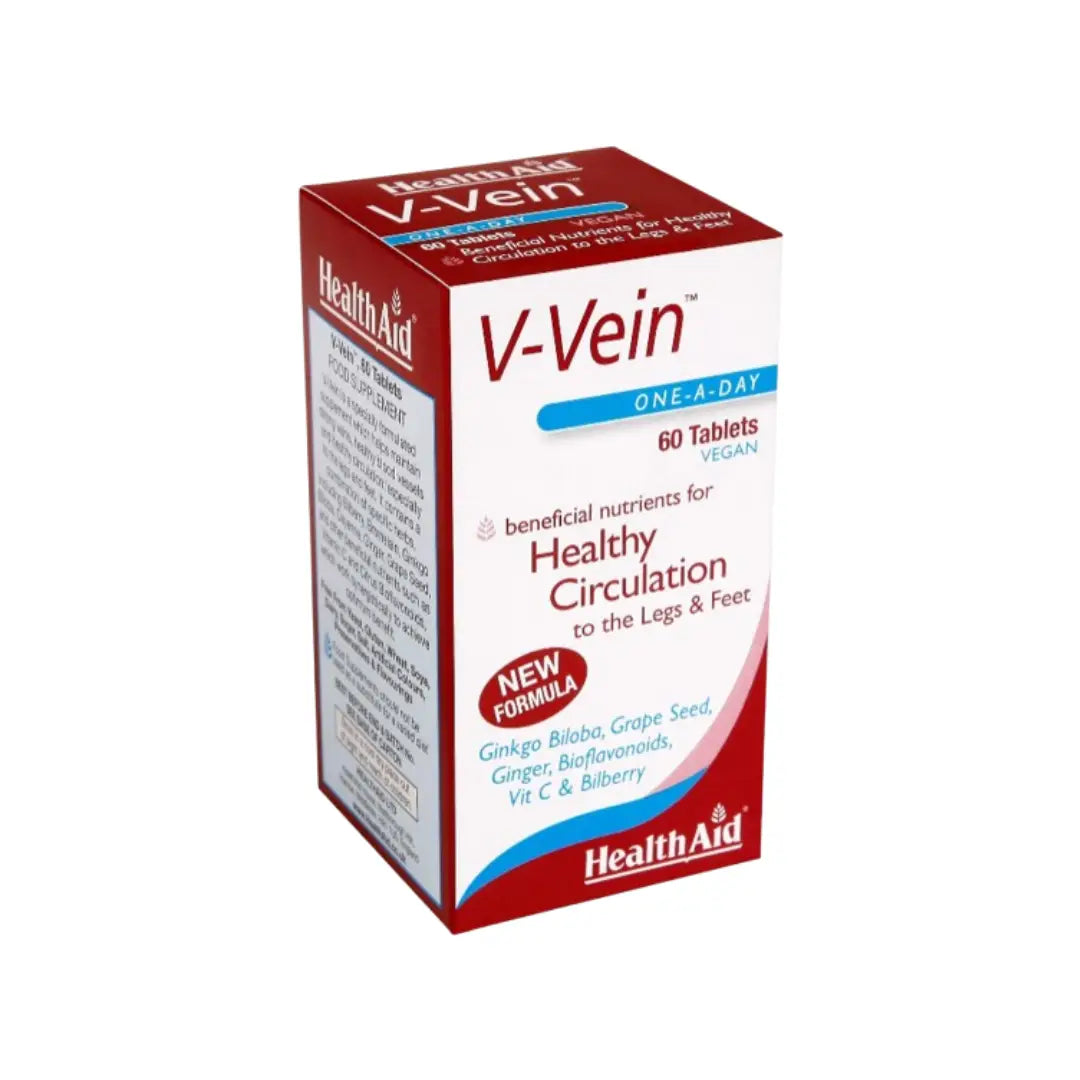 HealthAid V-Vein Tablets 60s bottle – herbal supplement for circulation and leg comfort.