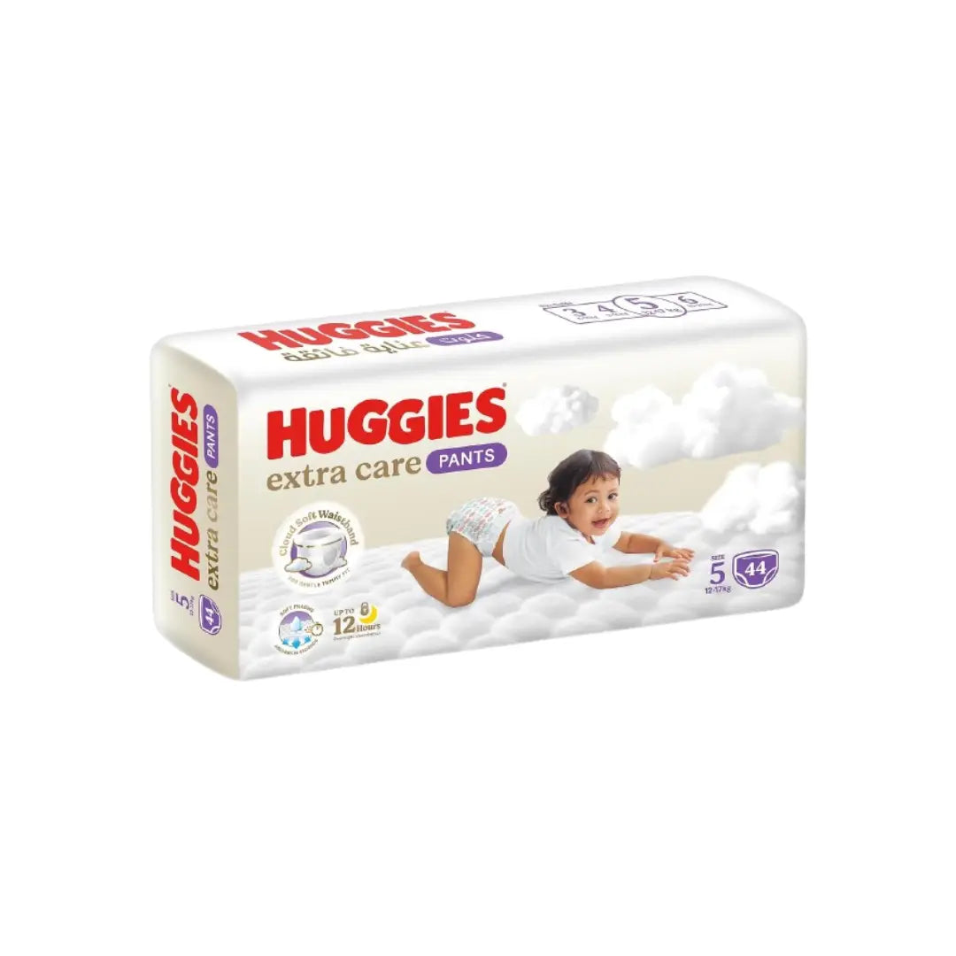 Huggies Extra Care Pants Size 5 (12–17kg) 44s – Soft & Absorbent Pull-Up Baby Pants with Leak Protection