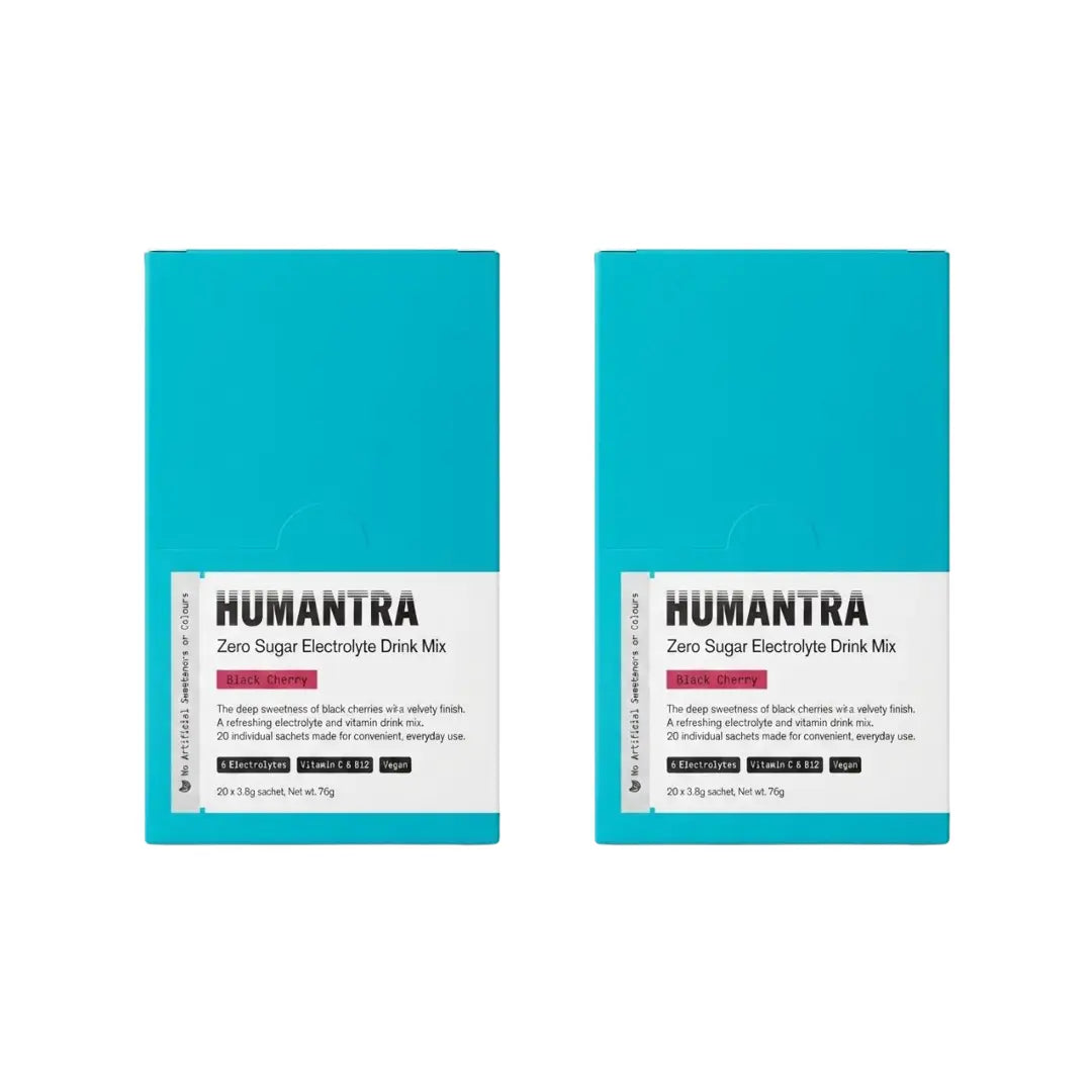 Humantra Hydration Packets Sachets 20s Pack of 2 Black Cherry - Electrolyte Hydration Drink Mix