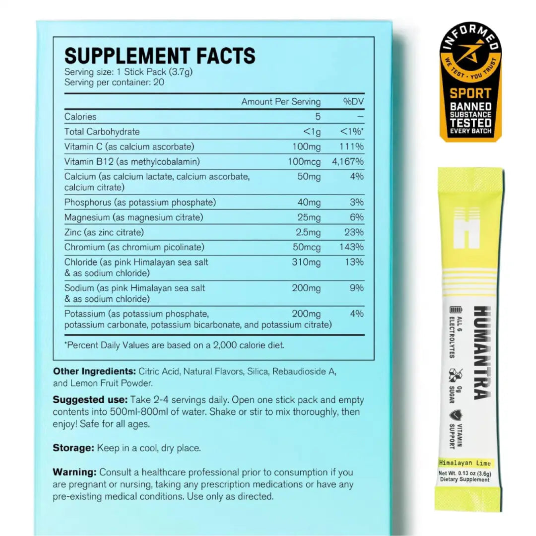Hydration Packets | Zero Sugar Electrolyte Hydration Multiplier,Immune & Metabolic Functions | Electrolytes Powder (20 count, Himalayan Lemon)