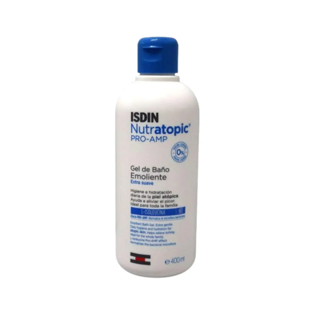 Isdin Nutratopic Pro-AMP Emollient Bath Gel 400ml – gentle moisturizing bath gel for sensitive and dry skin