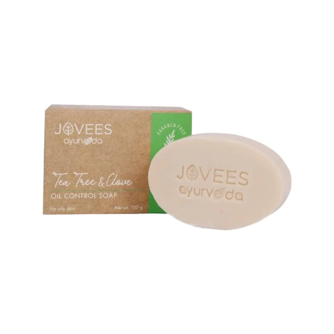 Jovees Ayurveda Tea Tree & Clove Oil Control Soap 100g | Deep Cleansing Herbal Soap for Oily & Acne-Prone Skin