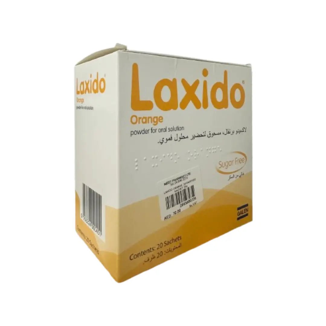 Laxido Orange Sugar-Free Sachets 20 for constipation relief and digestive health