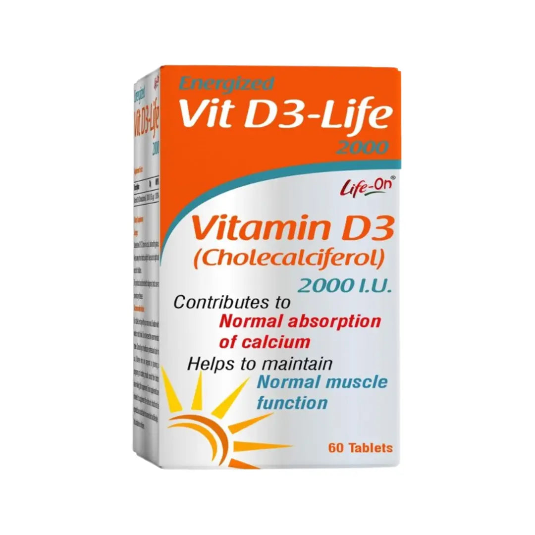 Life On Vitamin D3 2000 IU Tablets 60s for bone strength, immune health, and overall wellness