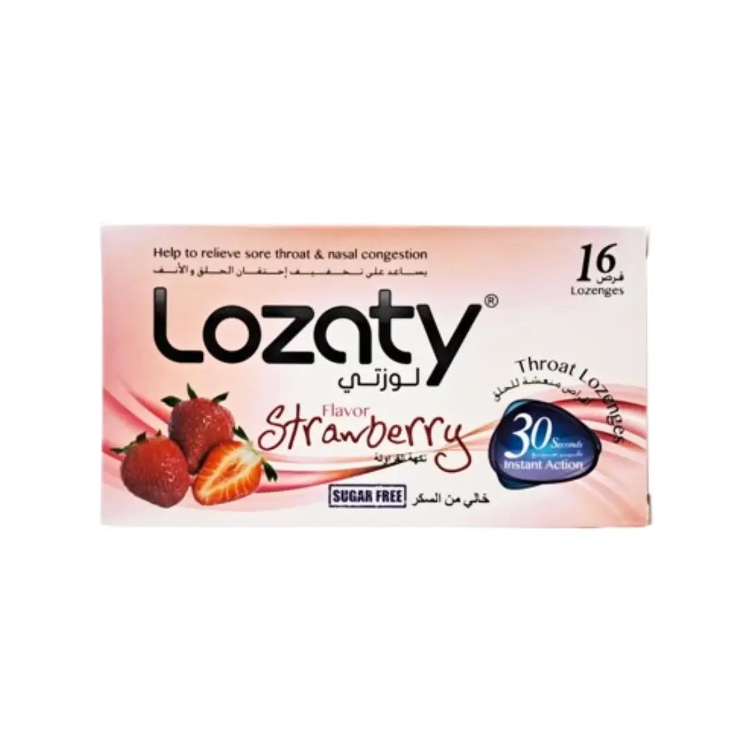 Lozaty Strawberry Throat Lozenges 16s | Delicious Strawberry Lozenges for Throat Comfort