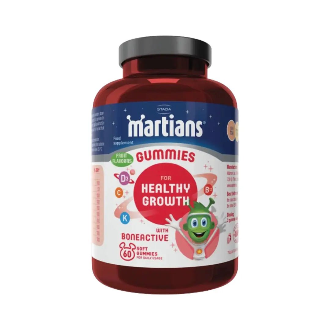 Martians Gummies Healthy Growth with Boneactive 60s bottle – kids growth and wellness vitamin gummies with calcium and vitamin D