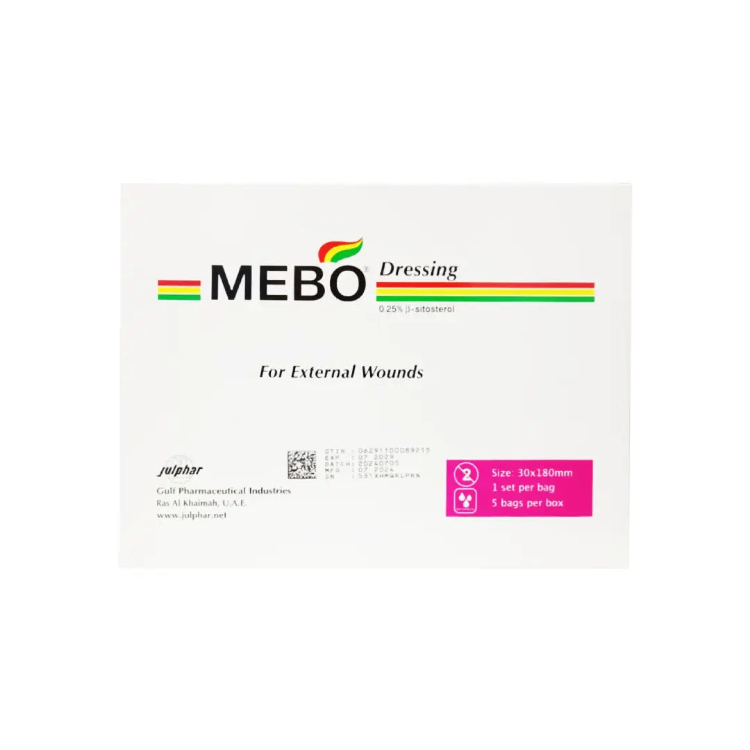 Mebo Wound Dressing 30x180mm sterile strips pack of 5 for burn and wound care