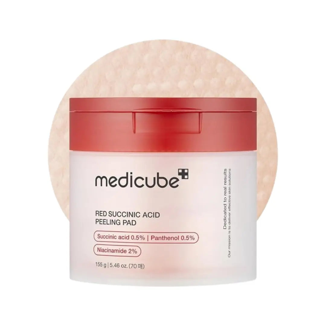 Medicube Red Succinic Acid Peeling Pad 155g – Gentle Exfoliating Toner Pads with AHA BHA