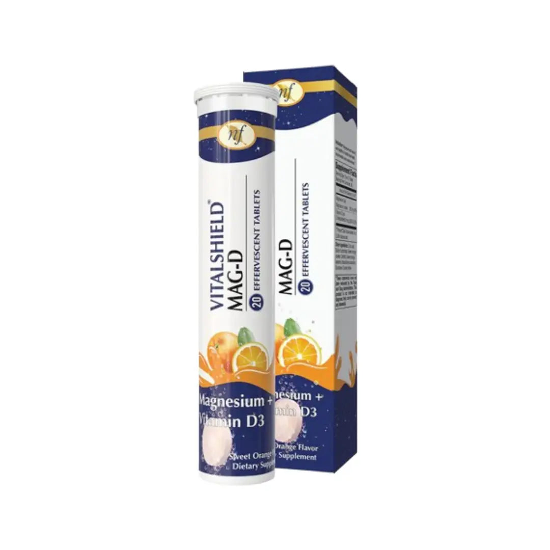 Natural Fervor VitalShield Mag-D Effervescent Tablets 20s – Magnesium & Vitamin D Daily Wellness Drink Supplement