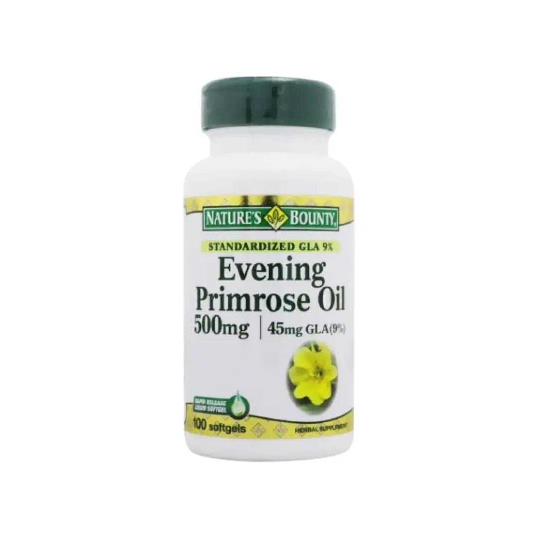 Nature’s Bounty Evening Primrose Oil 500mg Softgels 100 Count – Plant-Based Fatty Acid Supplement for Daily Wellness Support