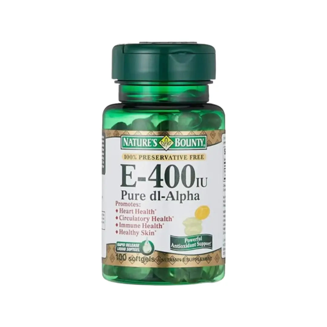 Nature’s Bounty Vitamin E 400 IU Softgels 100s – Pure dl-Alpha Supplement