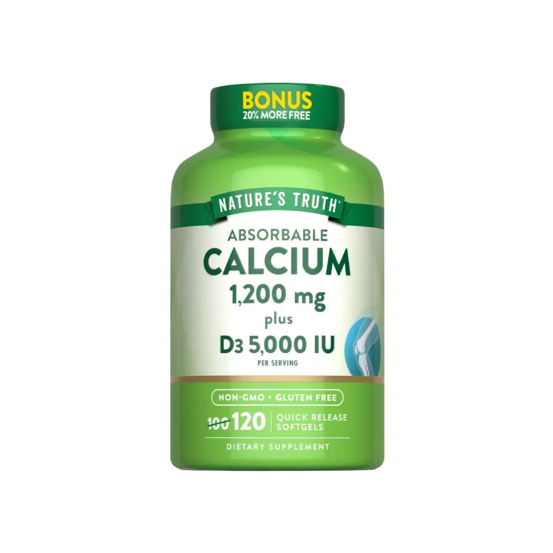 Nature's Truth Calcium 1200mg + Vitamin D3 Softgels 120s – Calcium & Vitamin D Supplement