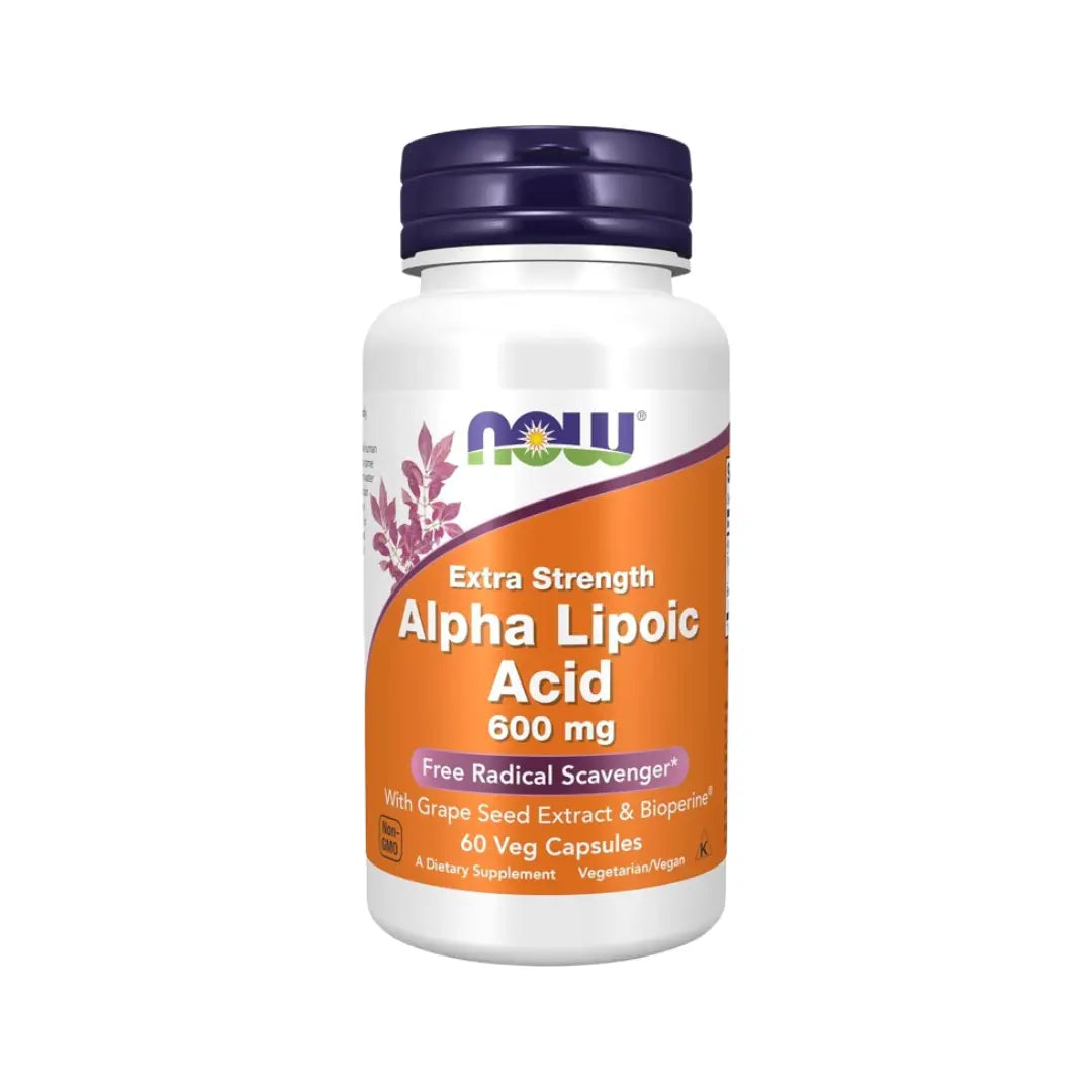 Now Alpha Lipoic Acid 600mg Veg Capsules 60 – Antioxidant Support with Grape Seed Extract & Bioperine