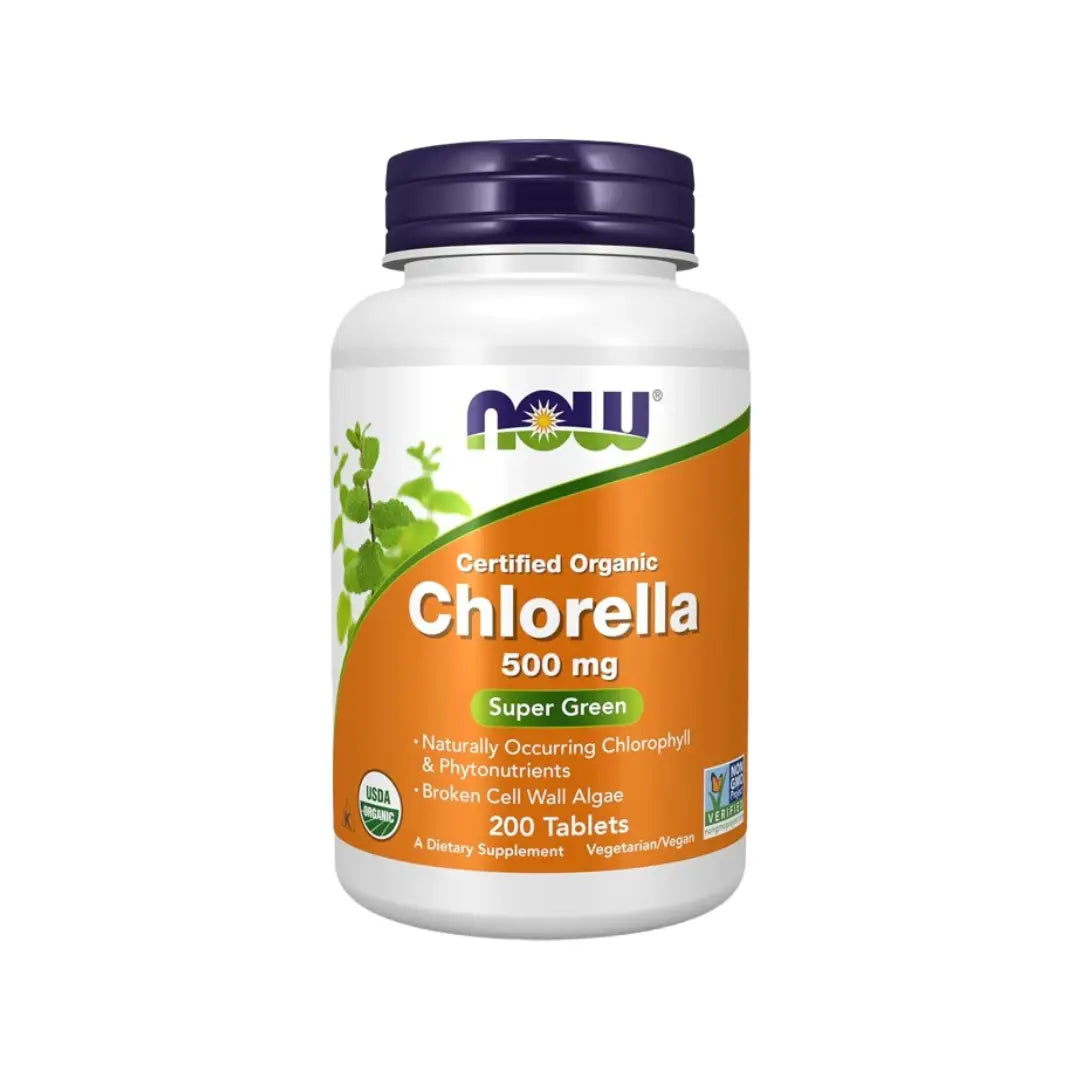 Now Organic Chlorella 500mg Tablets 200s – Natural Detox, Immune & Energy Support