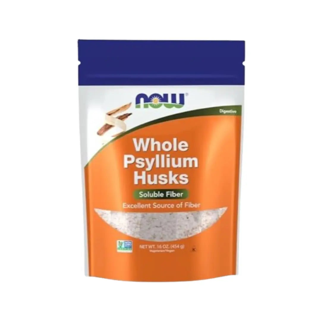 Now Whole Psyllium Husks Soluble Fiber 454g – Natural Dietary Fiber for Digestive Health