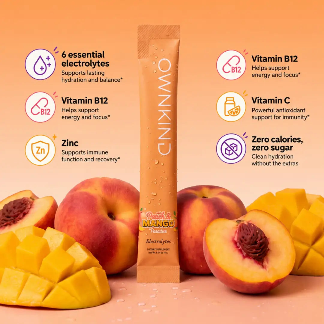 OWNKIND Hydration Peach & Mango Electrolytes 20 Sachets