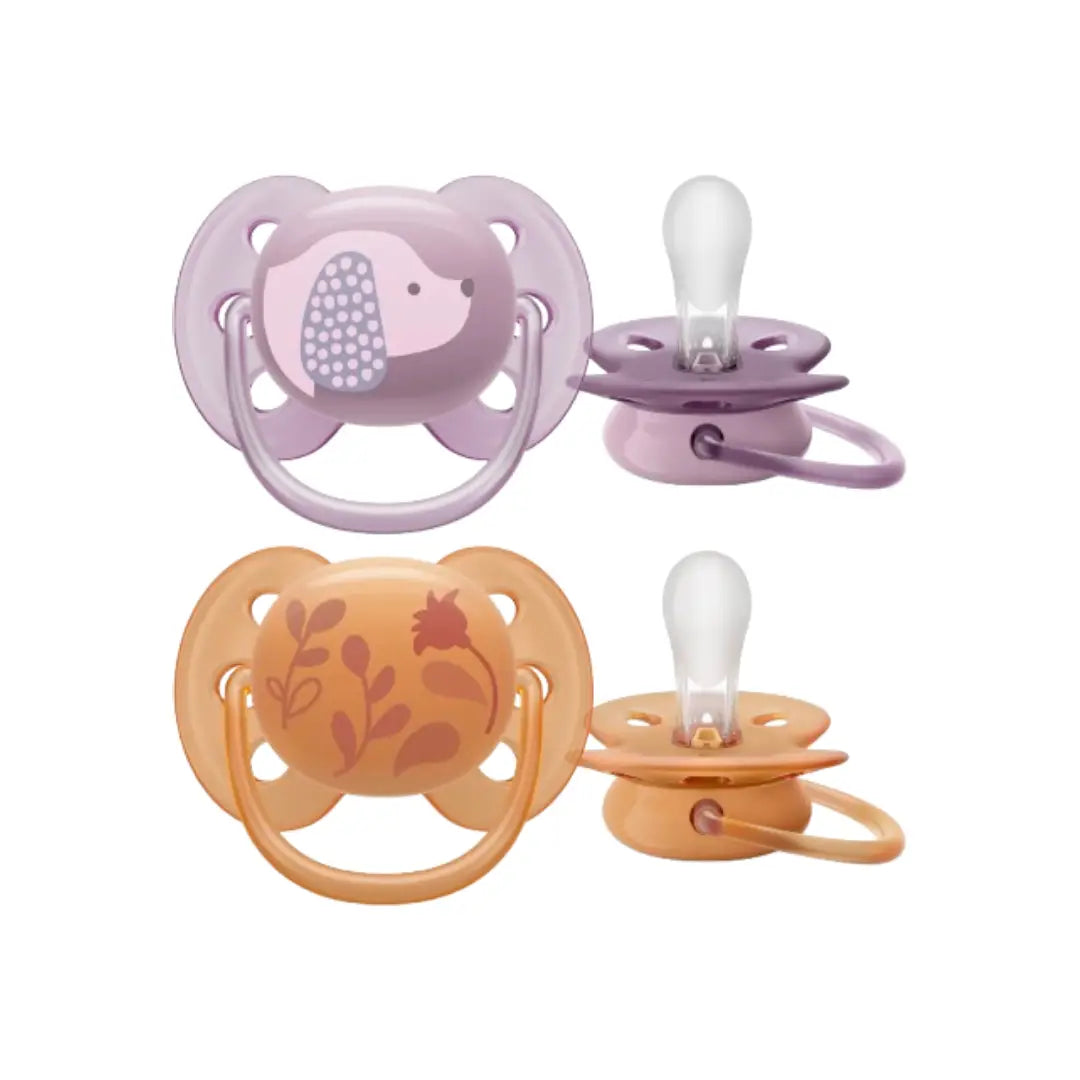 Philips Avent Ultra Soft Pacifier 6-18 Months Girl 2s SCF091/18 - BPA Free Orthodontic Soother