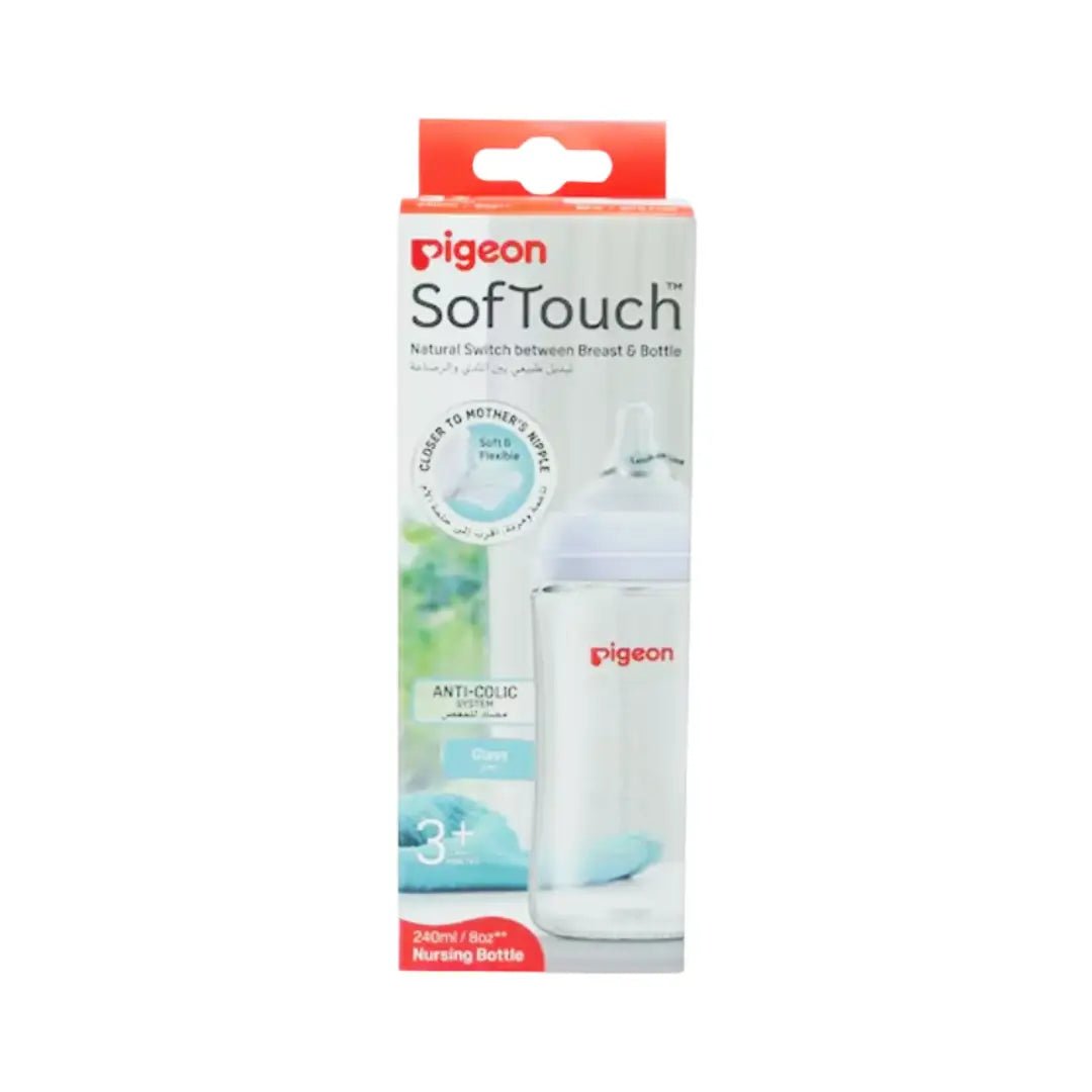Pigeon Soft Touch Wide Neck Glass Nursing Bottle 240ML 3M+