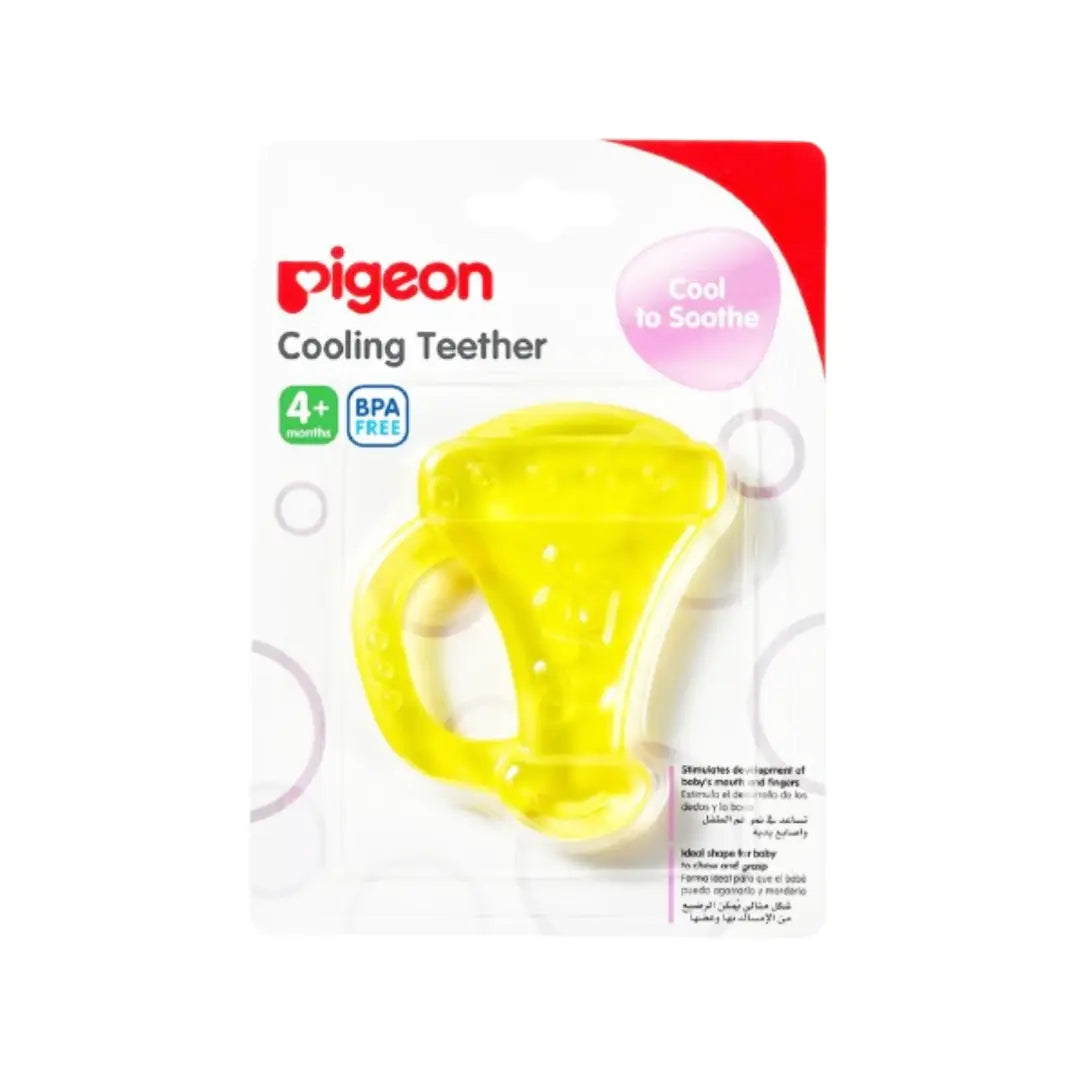 Pigeon Cooling Teether Yellow Trumpet 4+ Months 13911 – Baby Teething Toy with Cooling Effect for Gum Comfort