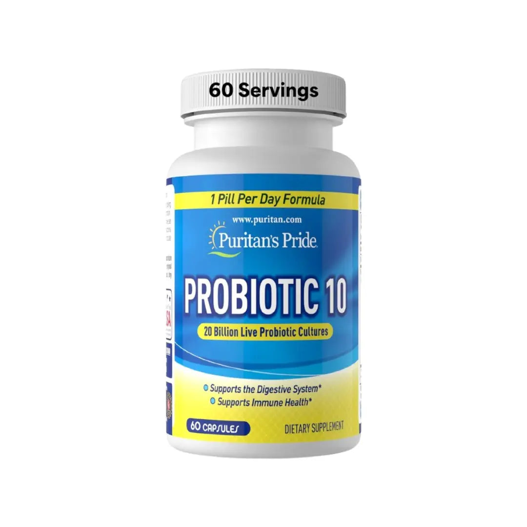 Puritan’s Pride Probiotic 10 20 Billion CFU Capsules 60s – Daily Digestive & Gut Health Support Supplement