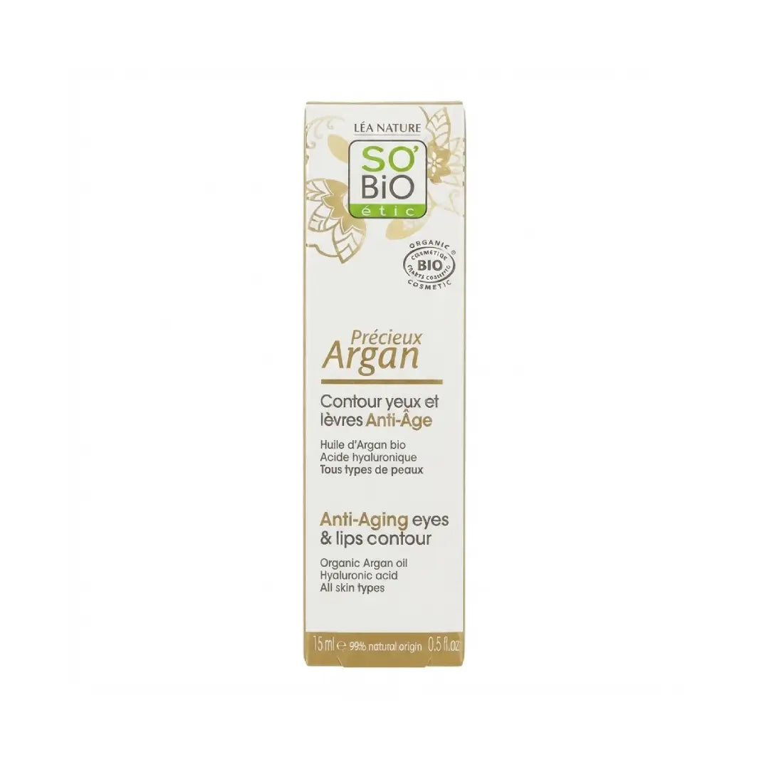 SO'BiO étic Argan Anti Aging Eye & Lips Contour 15ml – Organic Argan & Hyaluronic Acid