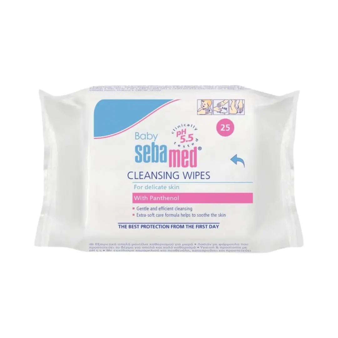 Sebamed Baby Cleansing Wipes with Panthenol 25s – Gentle pH 5.5 Wipes for Sensitive Skin