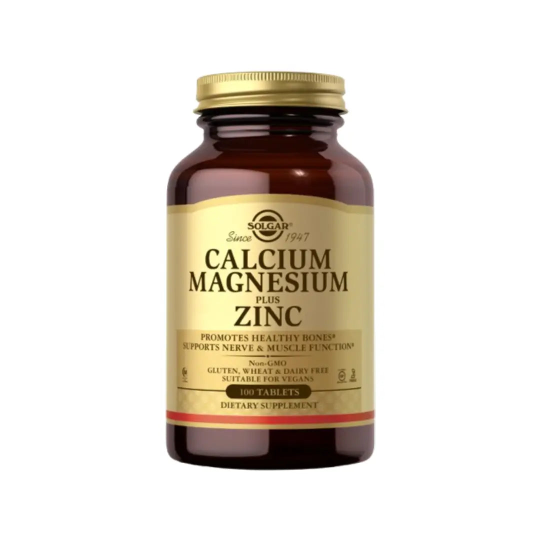 Solgar Calcium Magnesium Plus Zinc 100 Tablets for bone, muscle, and immune support