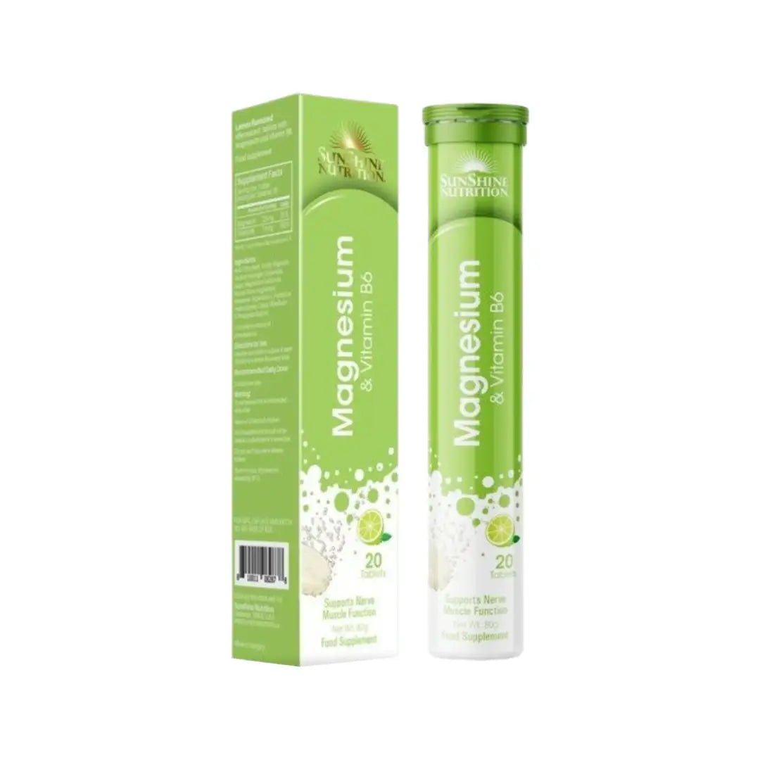 Sunshine Nutrition Magnesium & Vitamin B6 Lemon Effervescent Tab 20s