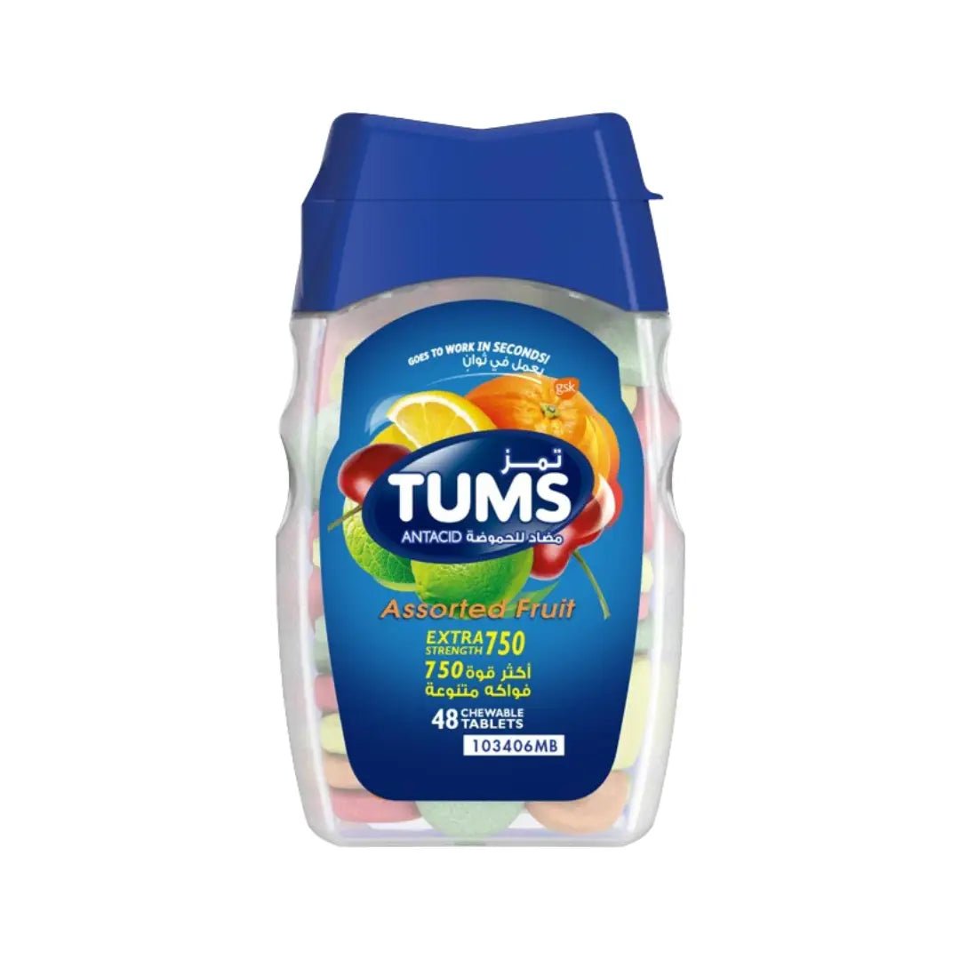 TUMS Extra Strength 750mg  Assorted Fruits Chewable Tabs 48s