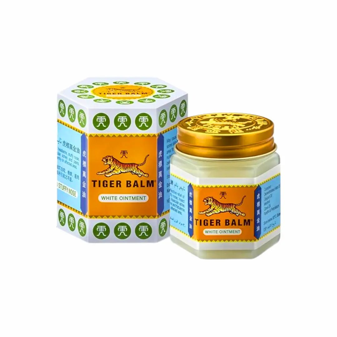 Tiger Balm White Ointment herbal balm for headache, muscle pain, and nasal congestion relief