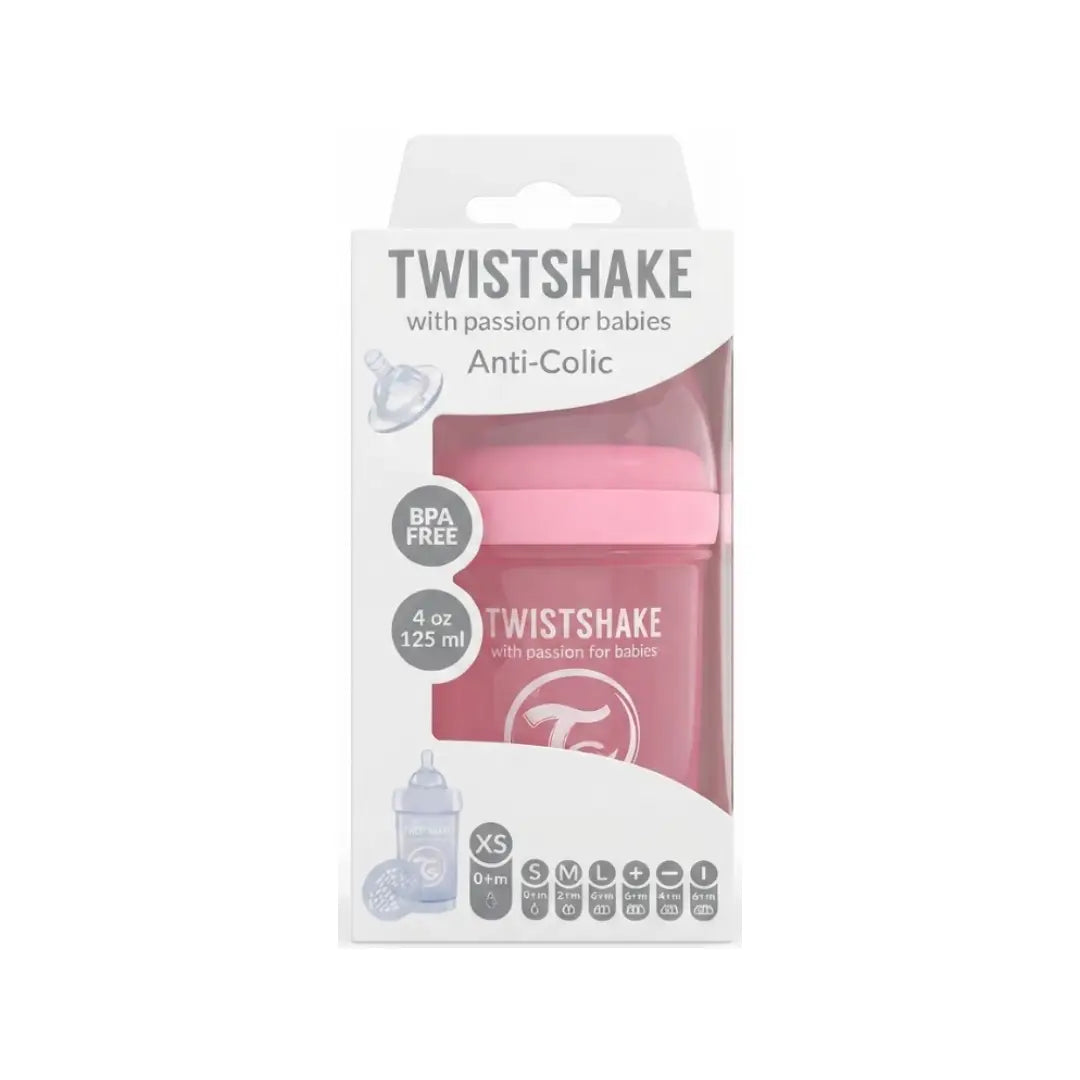 Twistshake Anti-Colic Baby Bottle 125ml Pastel Pink 79086 – BPA-Free Feeding Bottle