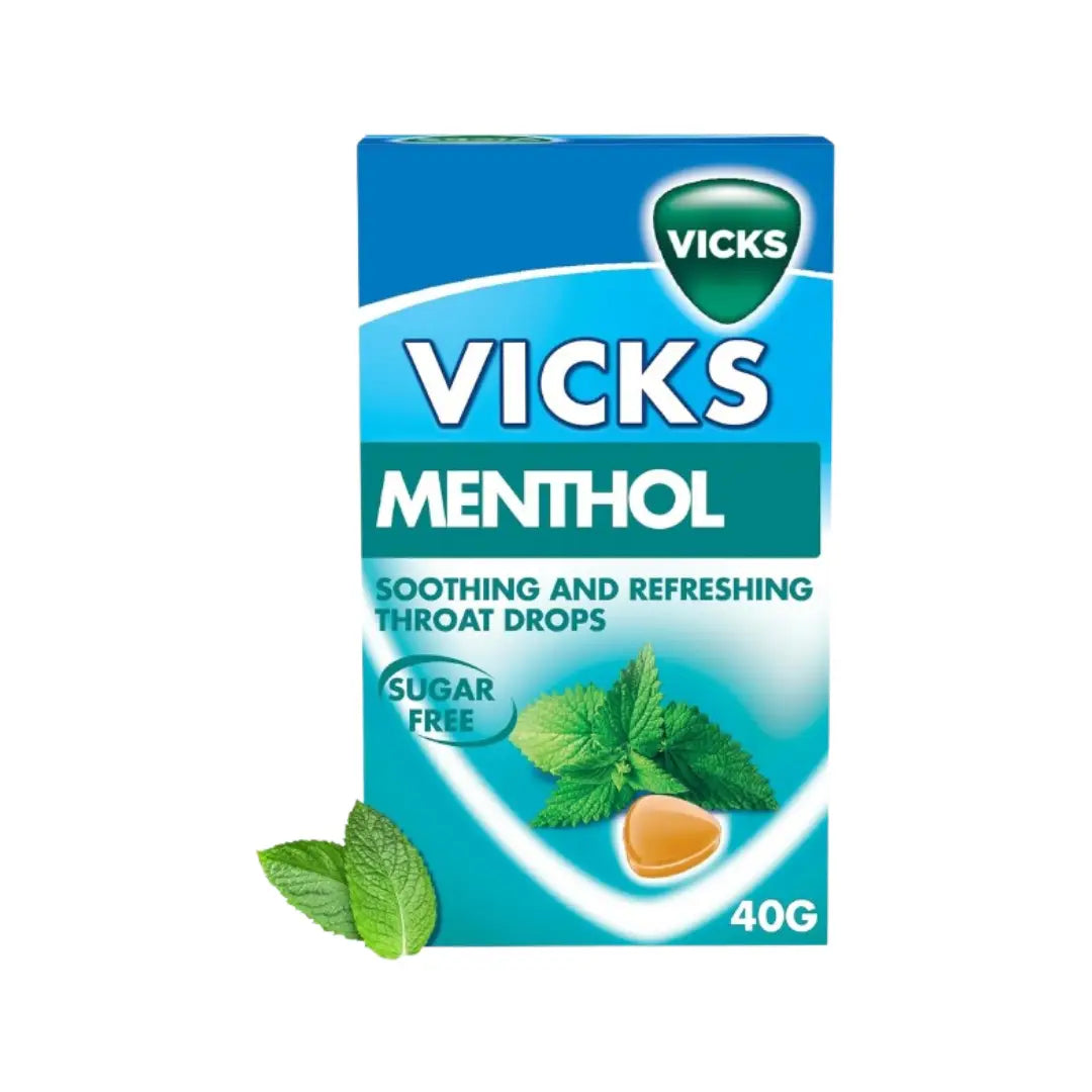 Vicks Menthol Refreshing Throat Drops 40g Menthol Lozenges for Throat Comfort and Fresh Breath Relief